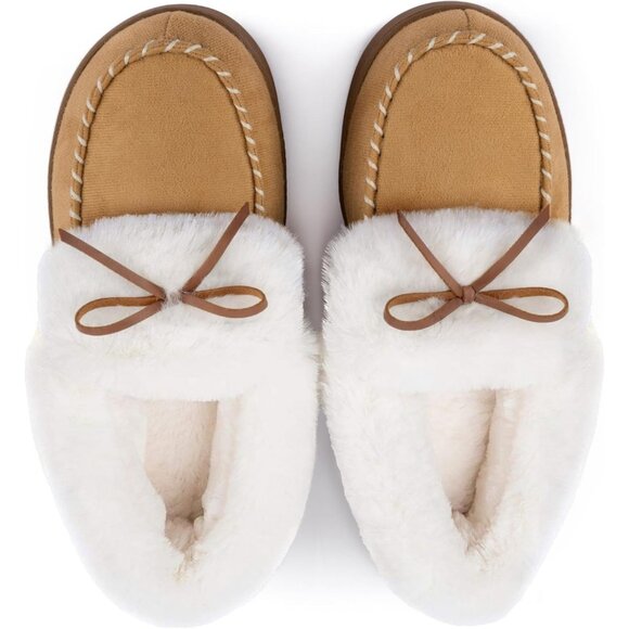 Women's Tan Faux Fur Trapper Style Upper Wrap Memory Slipper Boot Shoes - Picture 1 of 6